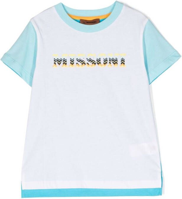 Missoni Kids T-shirt met colourblocking Blauw