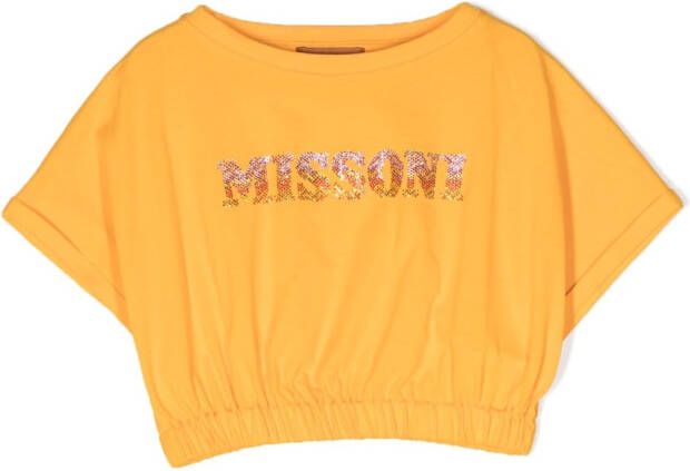 Missoni Kids T-shirt verfraaid met kristallen Oranje
