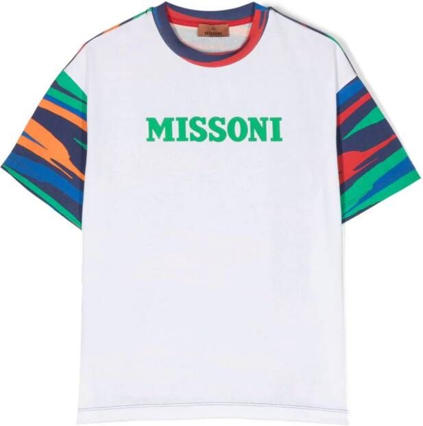 Missoni Kids T-shirt met zigzag patroon Blauw