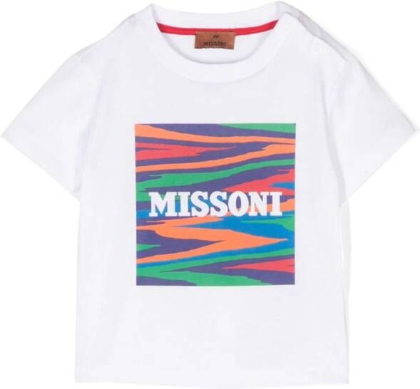 Missoni Kids T-shirt met logo-print Wit