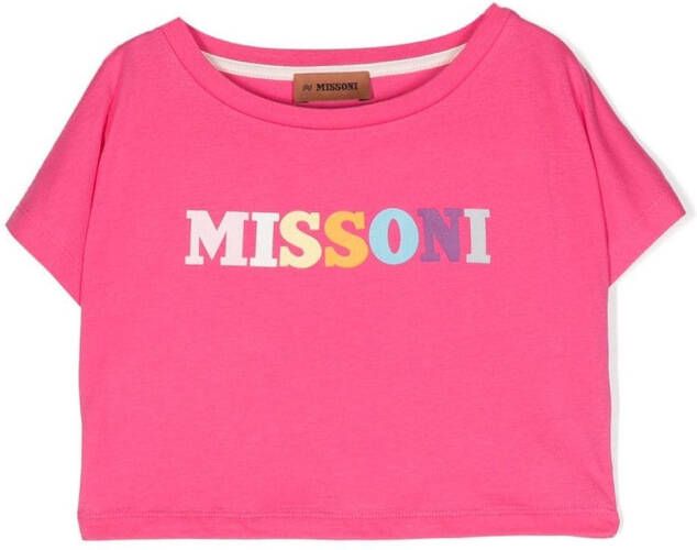 Missoni Kids T-shirt met logoprint Roze