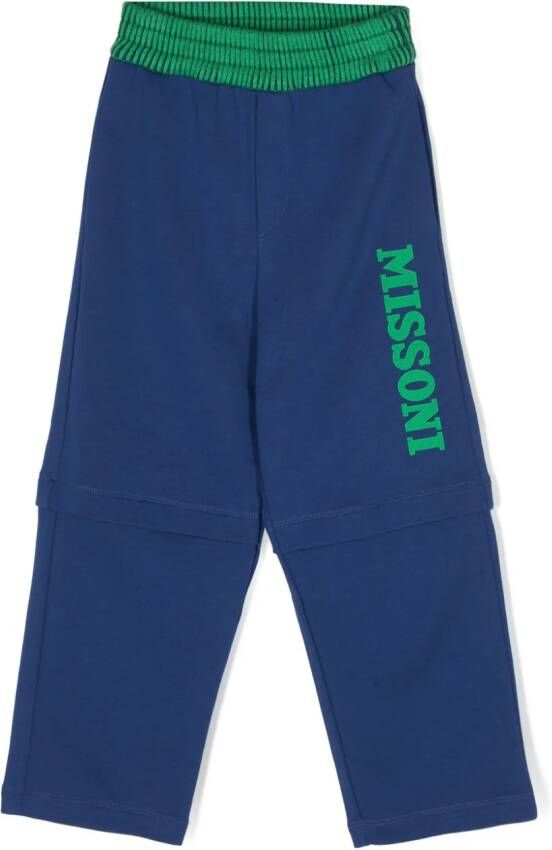 Missoni Kids Trainingsbroek met logoprint Blauw
