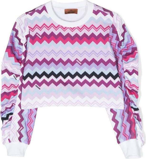 Missoni Kids Sweater met zigzag-print Roze
