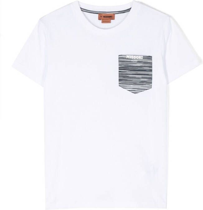Missoni Kids T-shirt met contrasterende opgestikte zak Wit