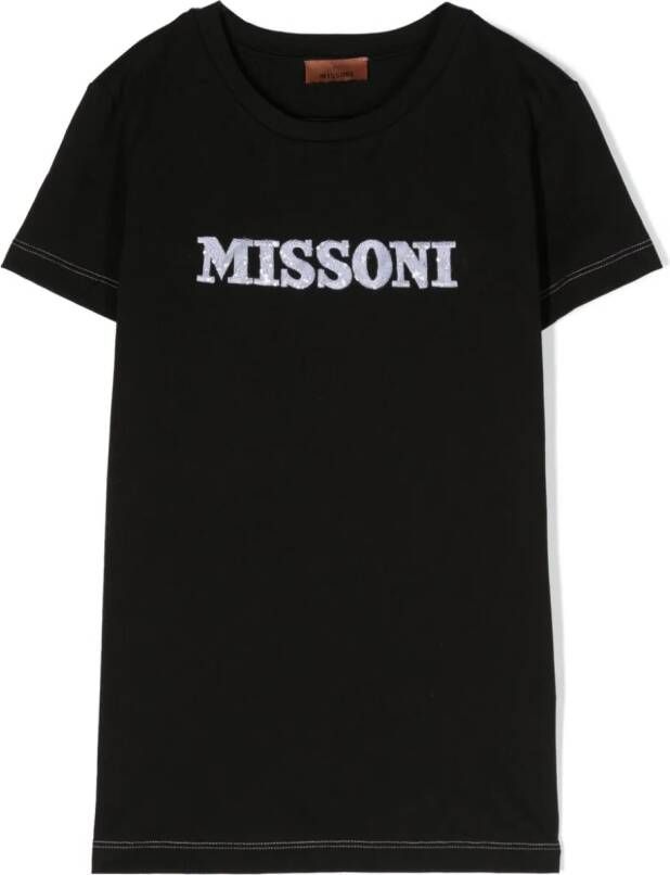 Missoni Kids T-shirt met geborduurd logo Zwart