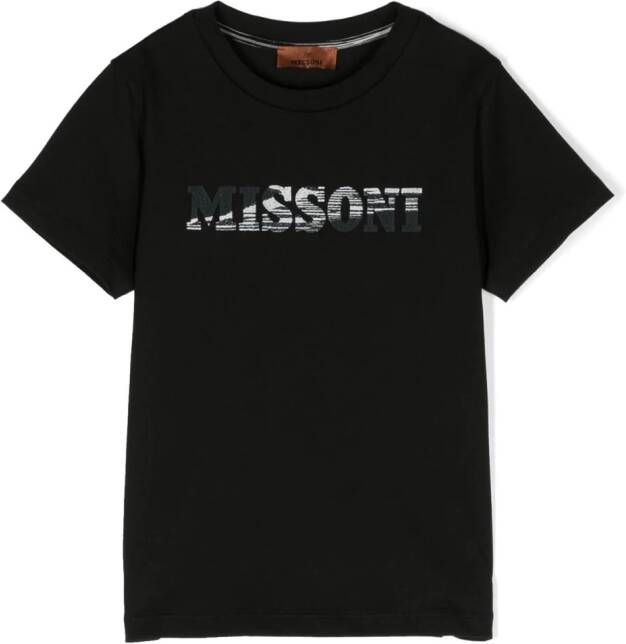 Missoni Kids T-shirt met logoprint Zwart