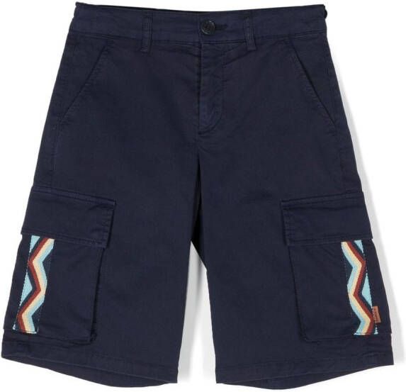 Missoni Kids Shorts met zigzag patroon Blauw
