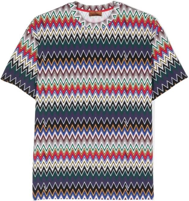Missoni Kids T-shirt met zigzag patroon Rood