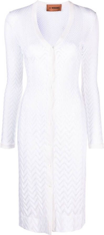 Missoni Midi-jurk met lange mouwen Wit