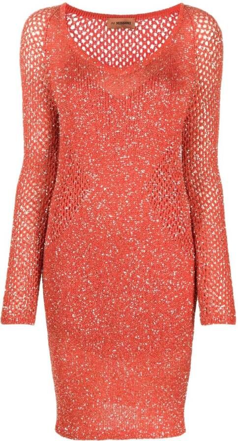 Missoni Mini-jurk met pailletten Oranje