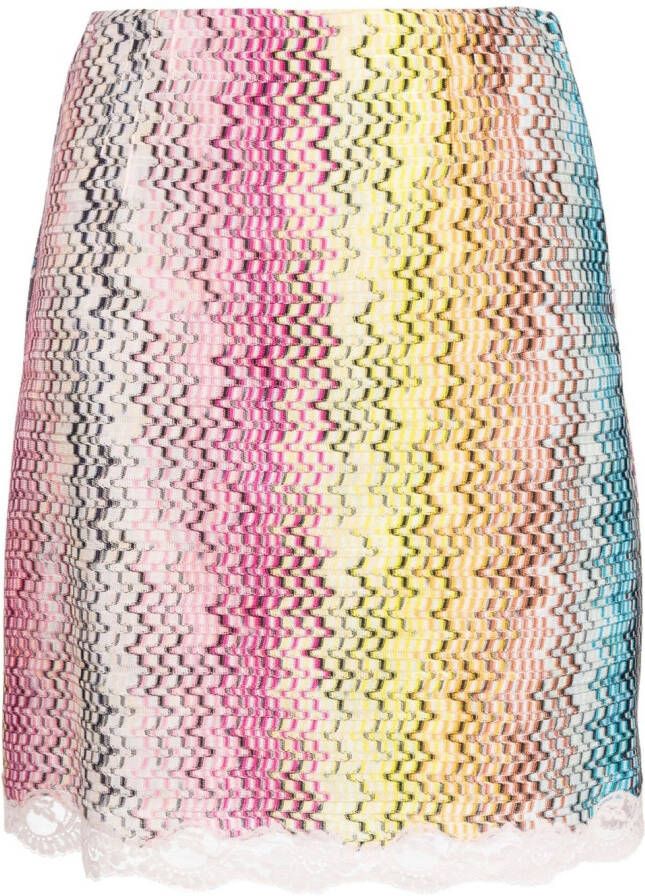 Missoni Mini-rok met zigzag patroon Geel