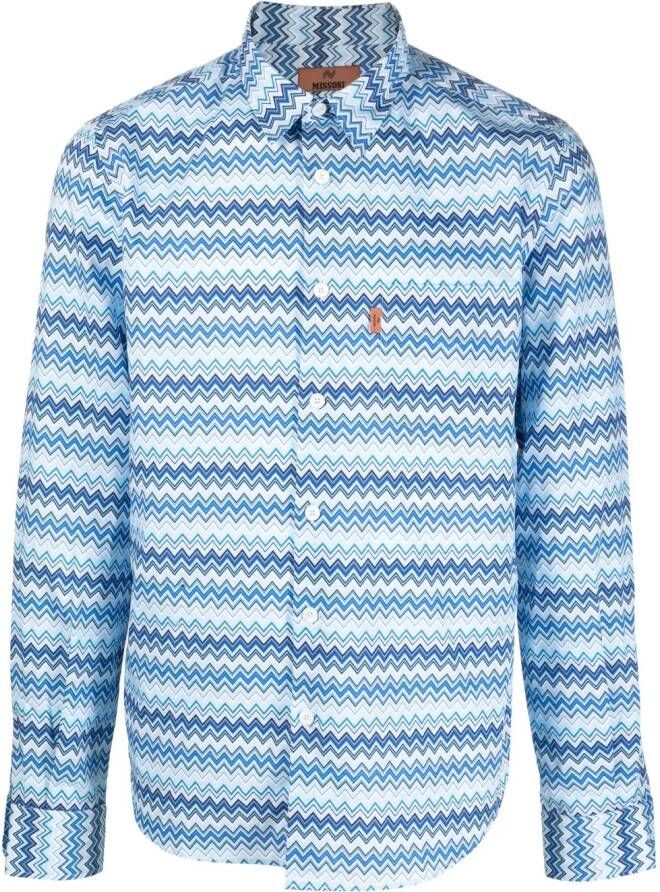 Missoni Overhemd met zigzag-patroon Blauw