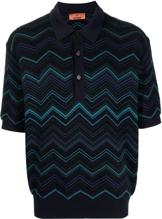 Missoni Poloshirt met zigzag-patroon Blauw