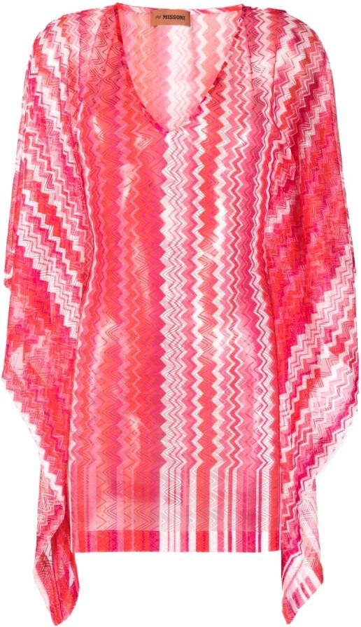 Missoni Strandjurk met zigzagpatroon Roze