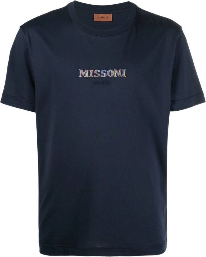 Missoni T-shirt met geborduurd logo Blauw
