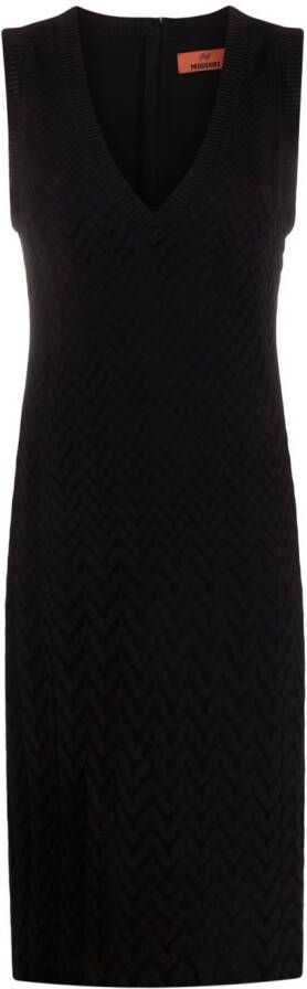 Missoni Midi-jurk met zigzag-patroon Zwart