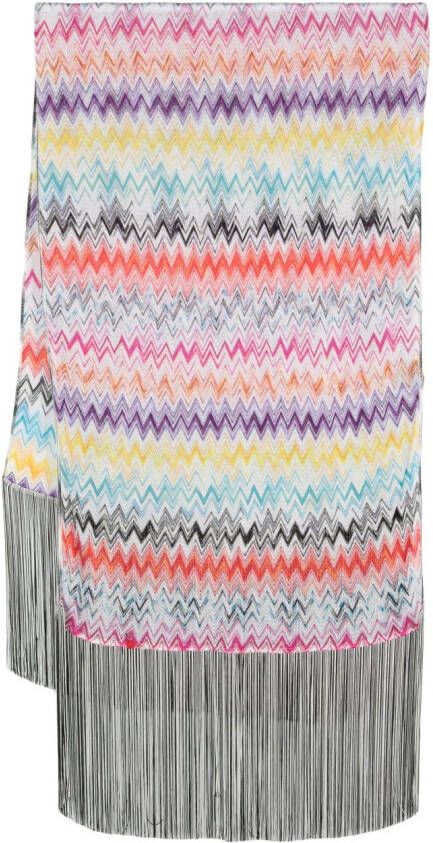 Missoni Sjaal met zigzag patroon Wit