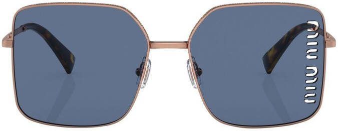 Miu Eyewear Zonnebril met geperforeerd logo Goud