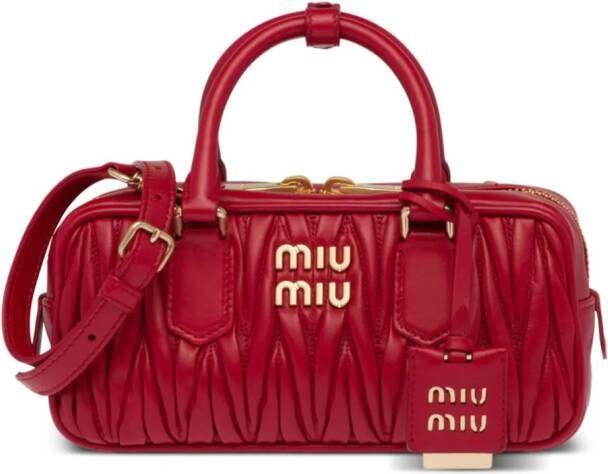 Miu Arcadie matelassé leren bucket-tas Rood
