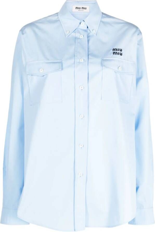 Miu Blouse met geborduurd logo Blauw