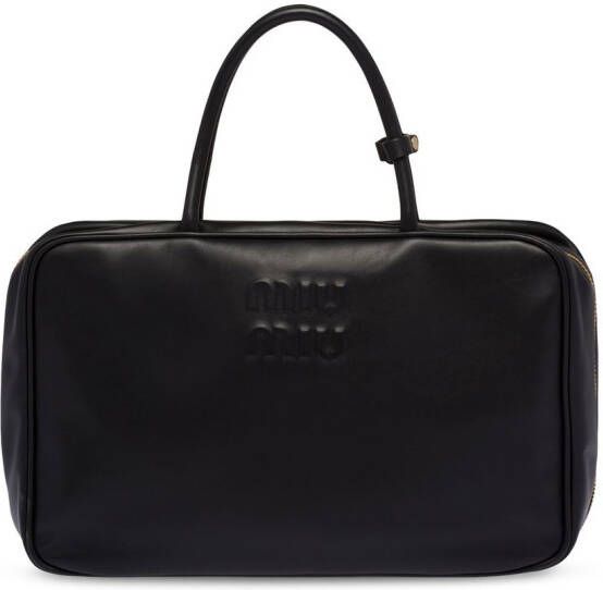 Miu Shopper met logo-reliëf Zwart