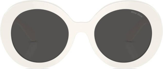 Miu Eyewear Zonnebril met oversized rond montuur Wit
