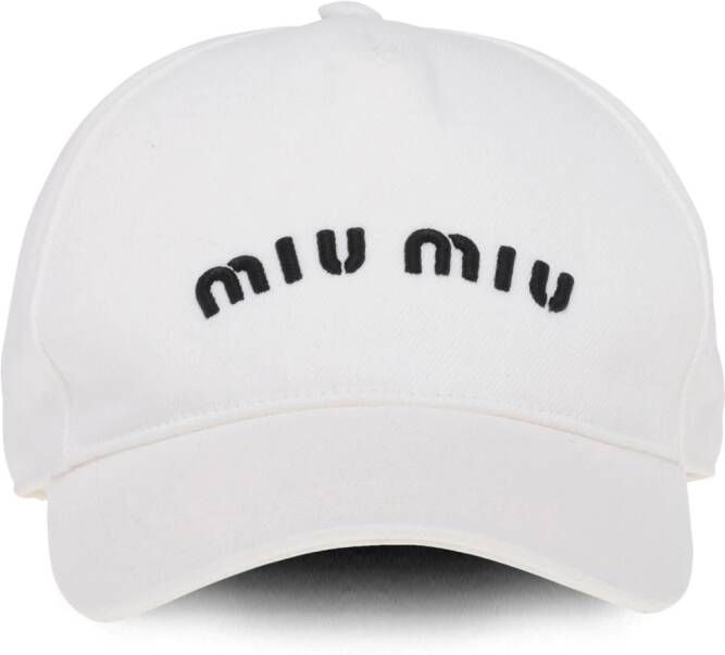 Miu Honkbalpet met geborduurd logo Wit