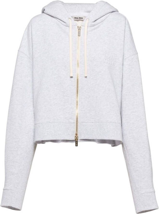 Miu Hoodie met geborduurd logo Grijs