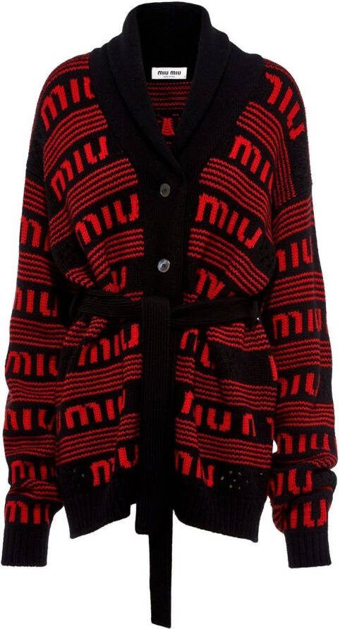 Miu Intarsia vest Rood