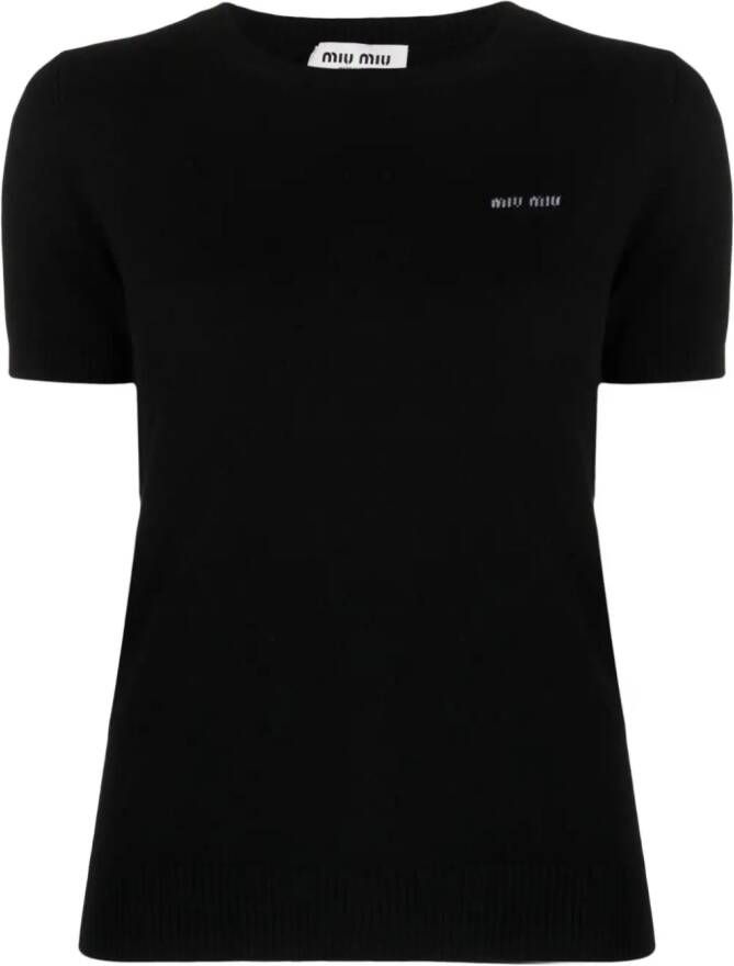 Miu Intarsia top Zwart