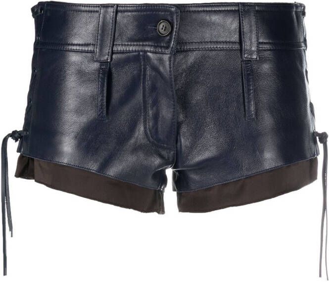 Miu Leren shorts Blauw