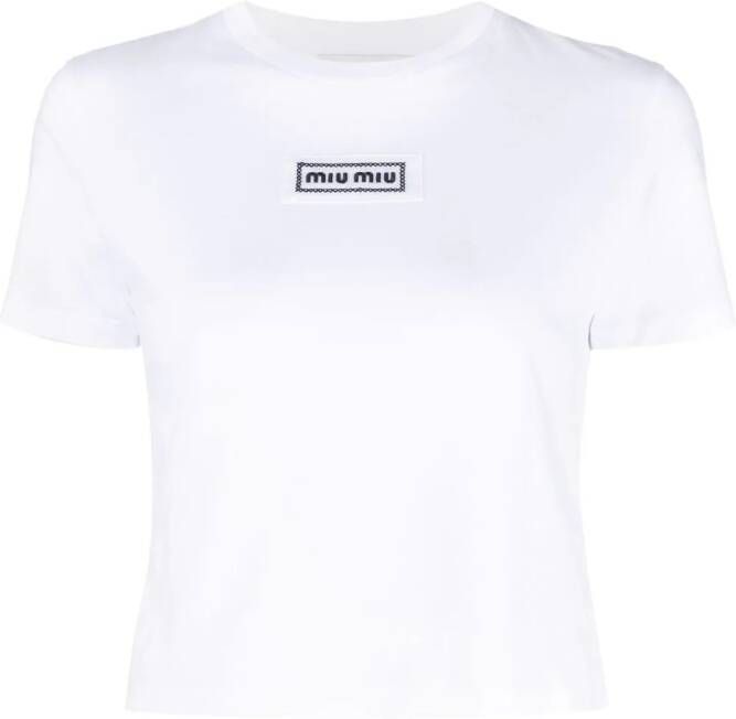 Miu logo-patch cotton T-shirt Wit