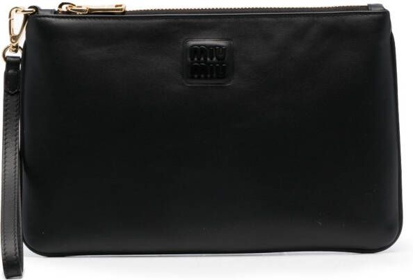 Miu Clutch met logoplakkaat Zwart