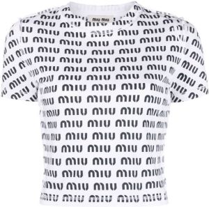 Miu logo-print T-shirt Wit