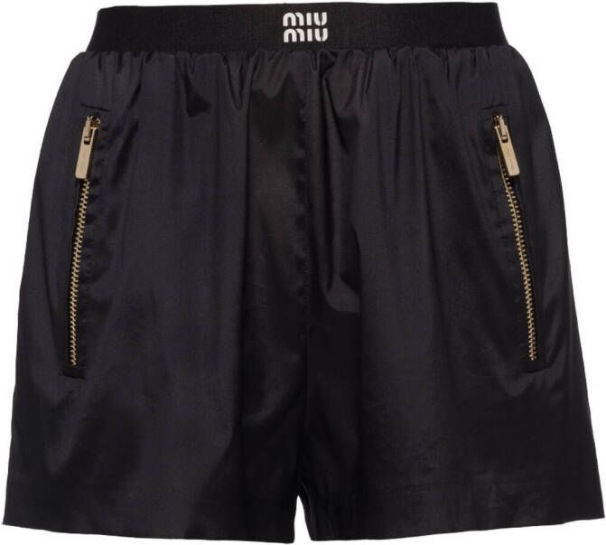 Miu Shorts met logo tailleband Zwart