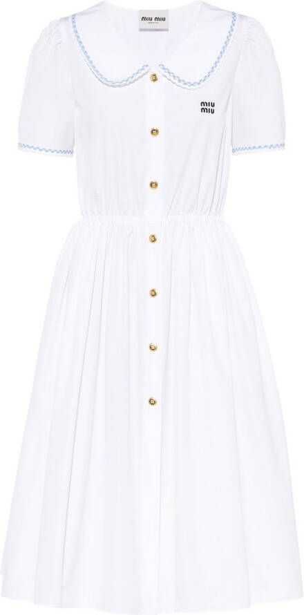 Miu Midi-jurk met knopen Wit