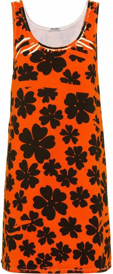 Miu Mini-jurk met bloemenprint Oranje
