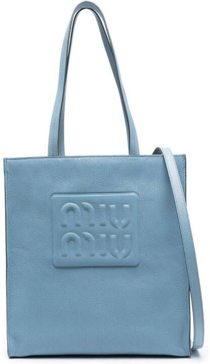 Miu Shopper met logo-reliëf Blauw