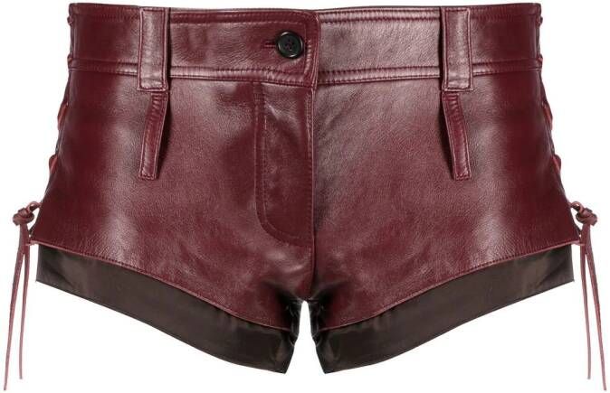 Miu Leren shorts Rood