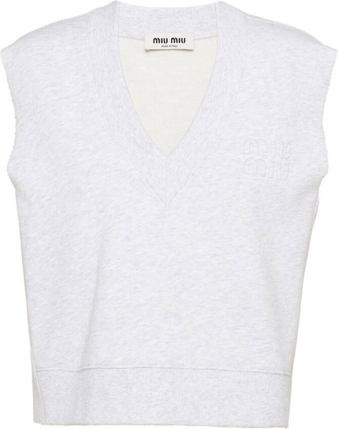 Miu Sweater met geborduurd logo Wit