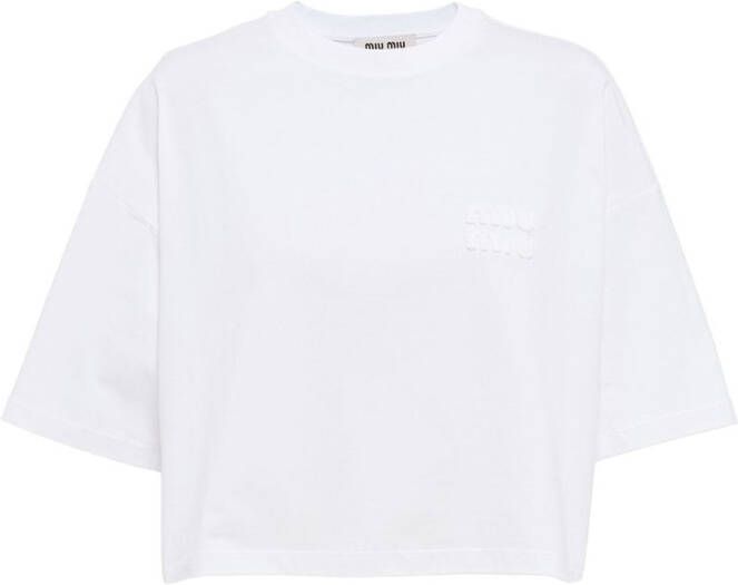 Miu T-shirt met geborduurd logo Wit