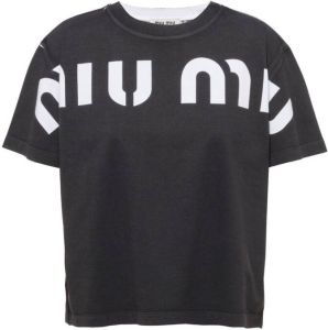 Miu T-shirt met logoprint Zwart