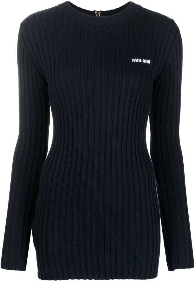 Miu Trui met geborduurd logo Blauw