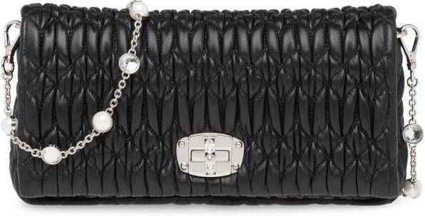 Miu Crossbody bags Miu Crystal Cloqué Shoulder Bag Nappa in black