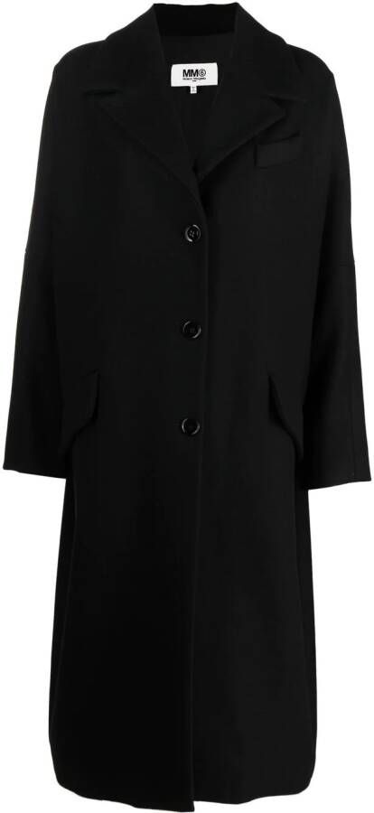 MM6 Maison Margiela Vilten jas met enkele rij knopen Zwart