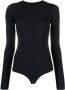 MM6 Maison Margiela Body met logoprint en lange mouwen Zwart - Thumbnail 1