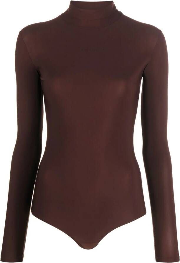 MM6 Maison Margiela Body met logoprint en hoge hals Bruin