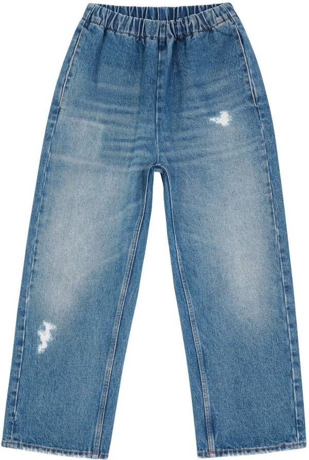 MM6 Maison Margiela High waist gerafelde jeans Blauw