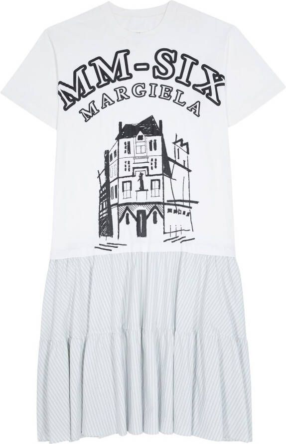 MM6 Maison Margiela Gelaagde T-shirtjurk Wit