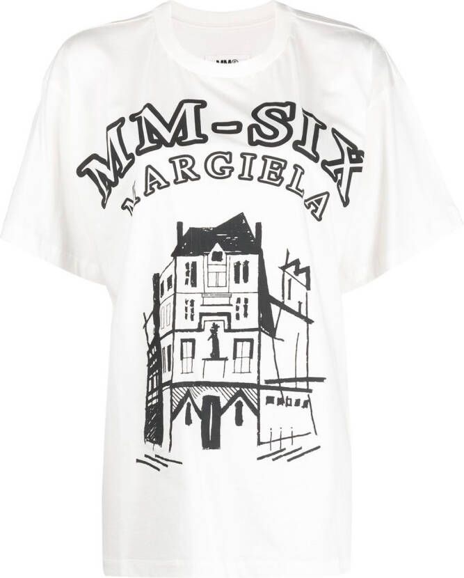 MM6 Maison Margiela T-shirt met print Wit